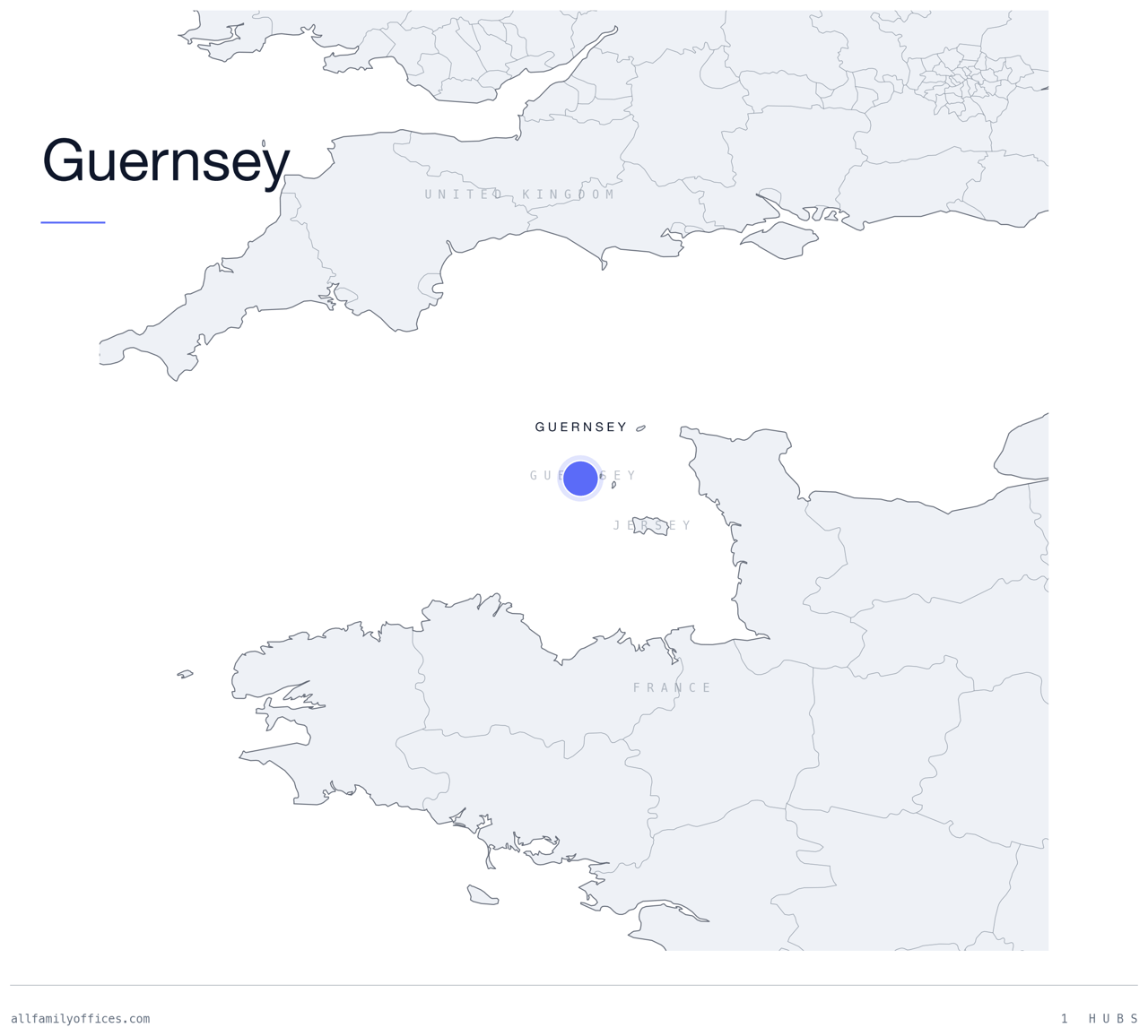 Map of Guernsey with its family office hubs marked