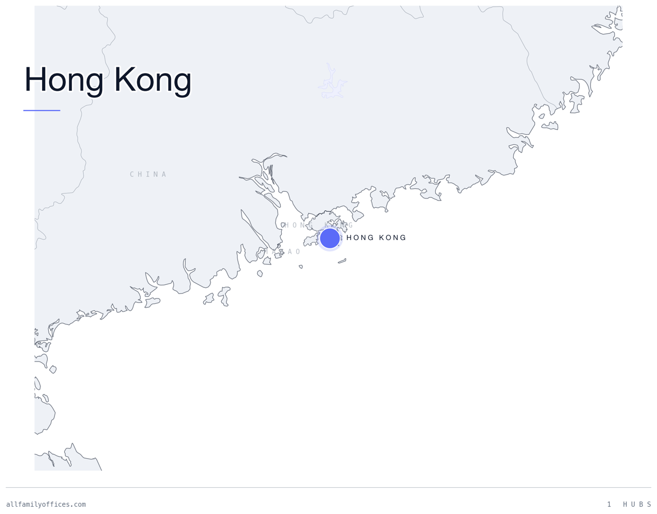 Map of Hong Kong with its family office hubs marked