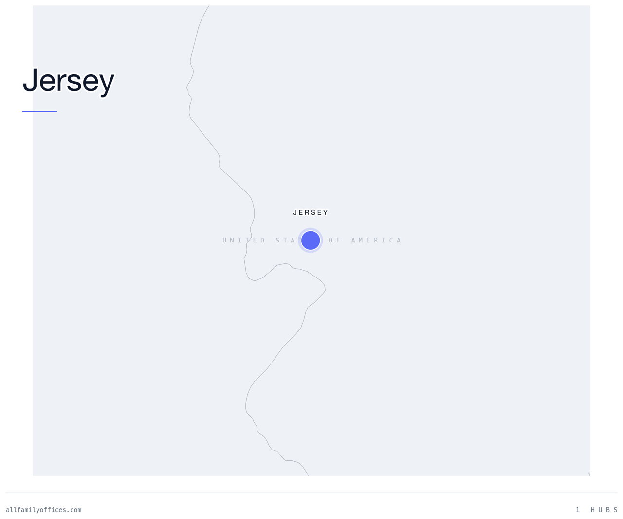 Map of Jersey with its family office hubs marked