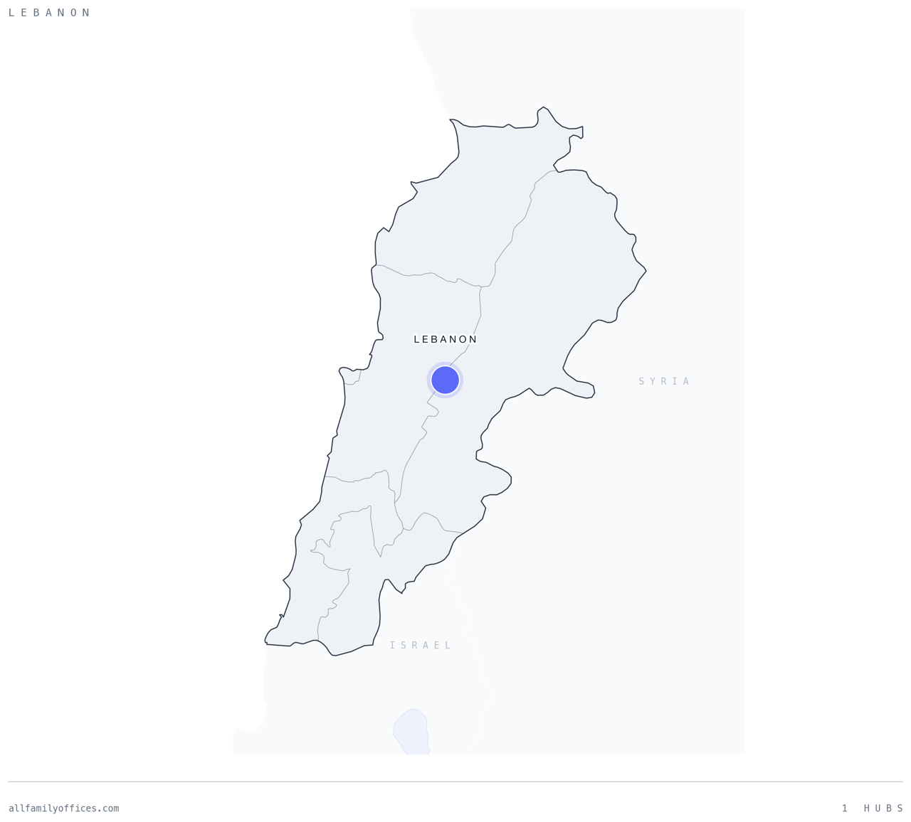 Map of Lebanon with its family office hubs marked