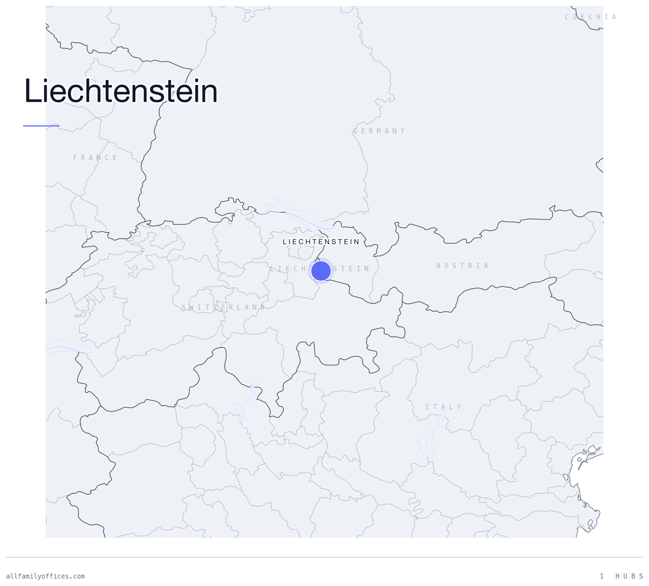 Map of Liechtenstein with its family office hubs marked