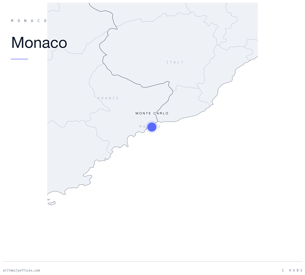 Map of Monaco with its family office hubs marked