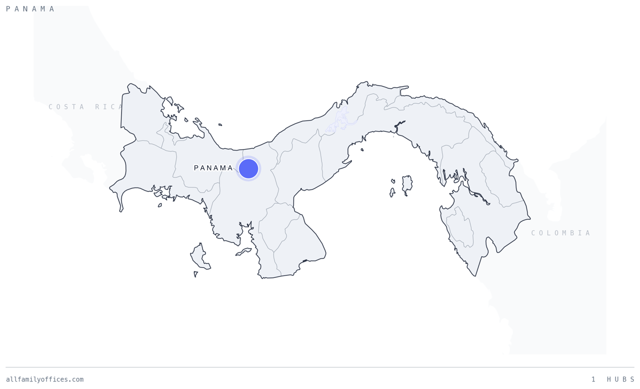 Map of Panama with its family office hubs marked